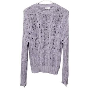 Sablyn‎ Cable Knit Thrashed Sweater XS Pastel Purple Silk Blend Sheer Whimsigoth